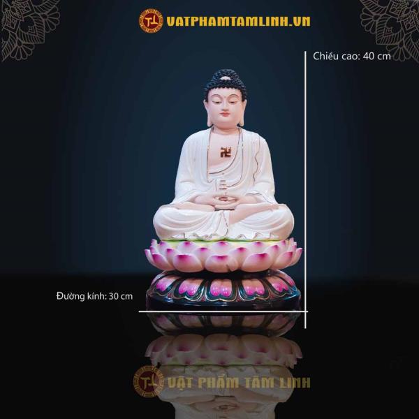 Bộ Tam Thánh Phật ngồi sứ trắng viền vàng 